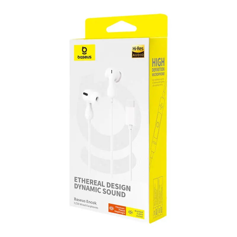 Baseus Encok CZ20 Wired Earphones Moon White