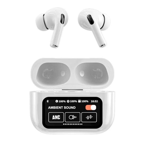 WHITE NEW A9 PRO APPLE AIRPODS ANC/ENC ZHONGKELQNXUN NOISE REDUCTION TOUCH CONTROL BLUETOOTH 5.4 WIRELESS EARBUDS