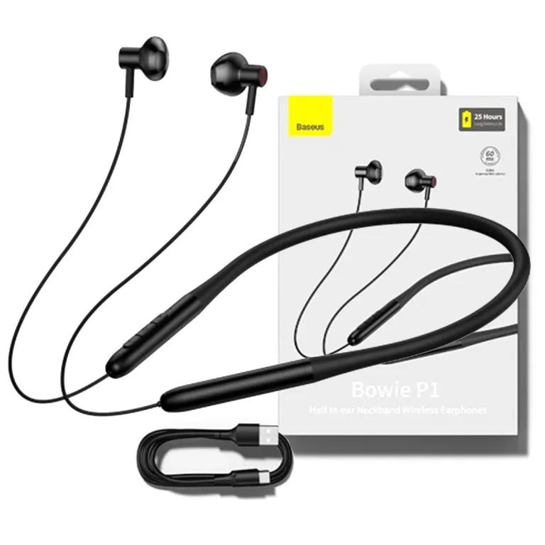 Baseus Bowie P1 Half In-ear Neckband Wireless Earphones in Black