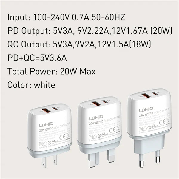 LDNIO Q229 20W PD+QC3.0 Fast Charger