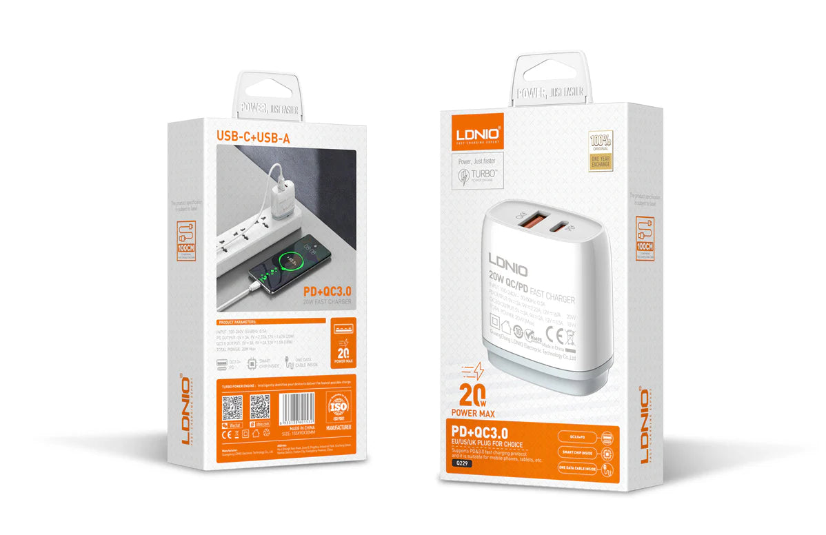 LDNIO Q229 20W PD+QC3.0 Fast Charger