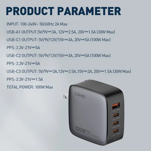 LDNIO Q408 100W GaN Super Fast Charger