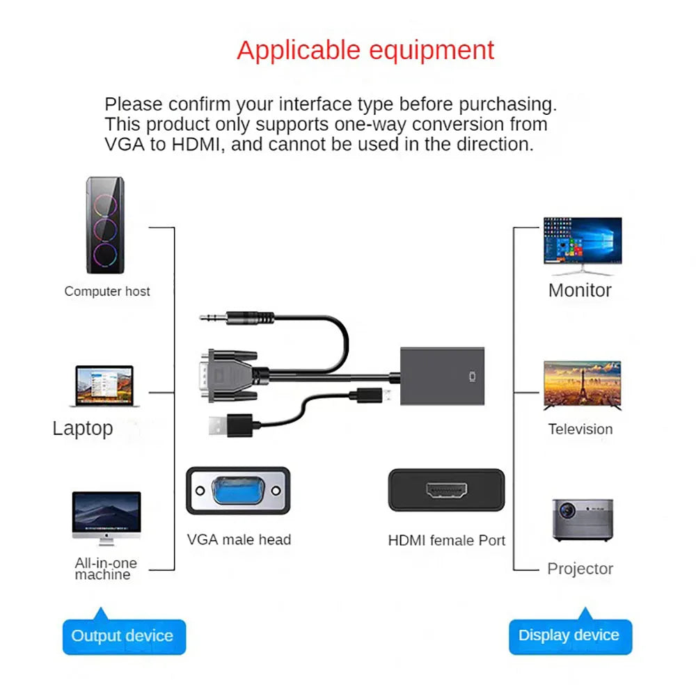 VGA to HDMI Converter With 3.5mm Audio
