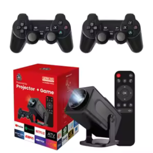 ULTRA HD 4K Portable Projector With Game Controller x2 | WiFi 6-BT 5.0 | 10,000 Lumens-1080P | 180° Rotation | 130” Screen | AirPlay-Miracast