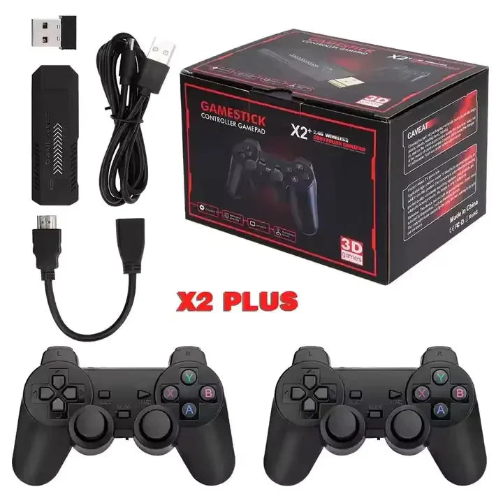 X2 Plus Retro 3d 32000+ Video Games 4k Hd Output Game Stick With 2 Wireless Controllers