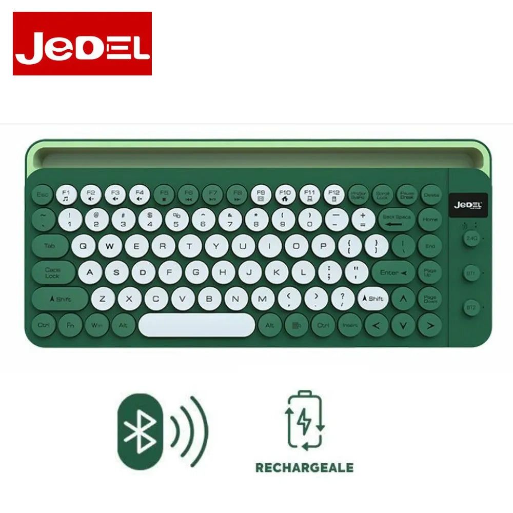 Jedel WKB100 90 Key Rechargeable Wireless Keyboard 2.4Ghz Wireless + Bluetooth