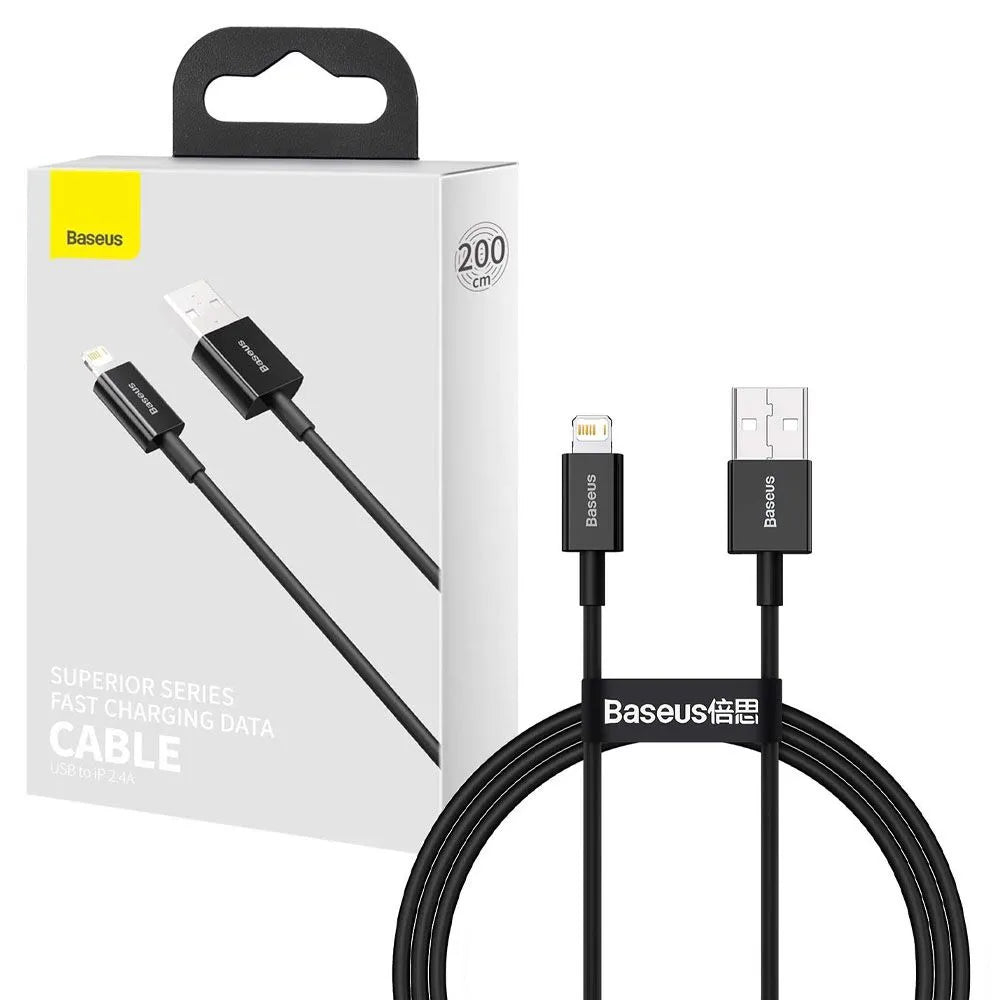 Baseus Data Cable USB to iP 2.4A 2m Superior Series Fast Charging Black CALYS-C01
