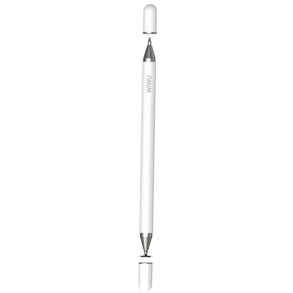 WiWU Pencil One: White Aluminum Alloy 2-in-1 Slim Stylus Pen for Smartphones and Tablets