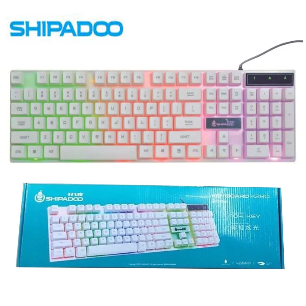 SHIPADOO K280 RGB Rainbow Glow Wired Gaming Keyboard