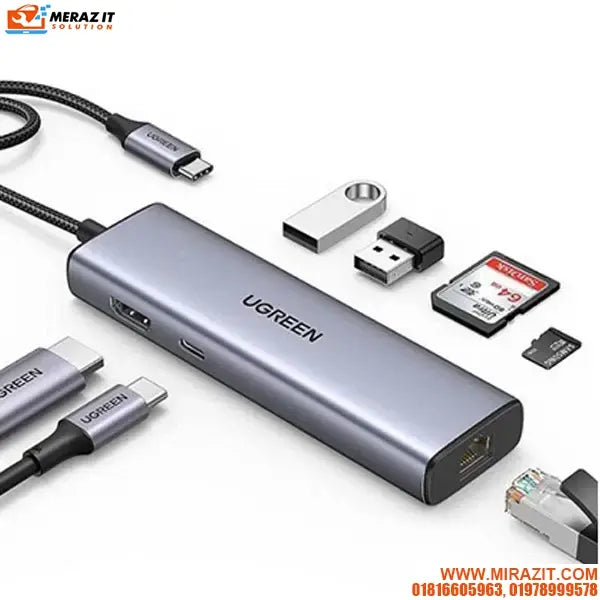 UGREEN CM512 USB-C 6-in-1 Multifunction Adapter with 4K HDMI & Ethernet 15598