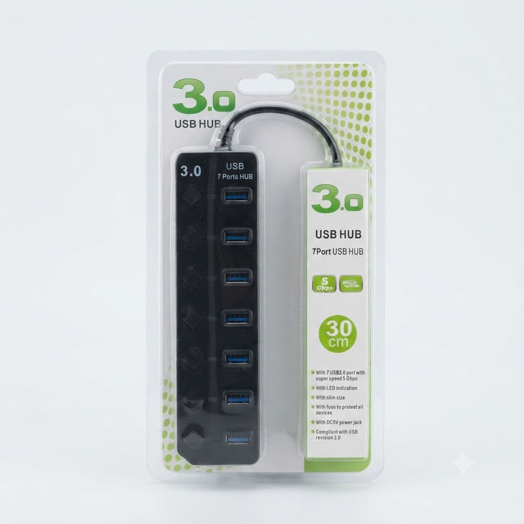 USB 3.0 7 PORT HUB (BLACK)