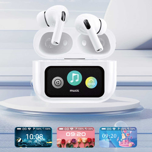 A9 PRO APP ANC/ENC DISPLAY TOUCH CONTROL BT 5.4 Wireless EARBUDS WITH ZWSVIBE APP WHITE
