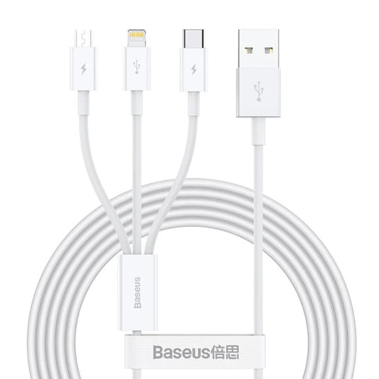 Baseus Data Cable USB to M+L+C 3.5A 1m Superior Series Fast Charging Stellar White