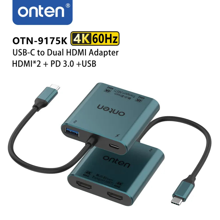 ONTEN 4 in 1 Type-C to Dual HDMI Adapter with PD 9175K