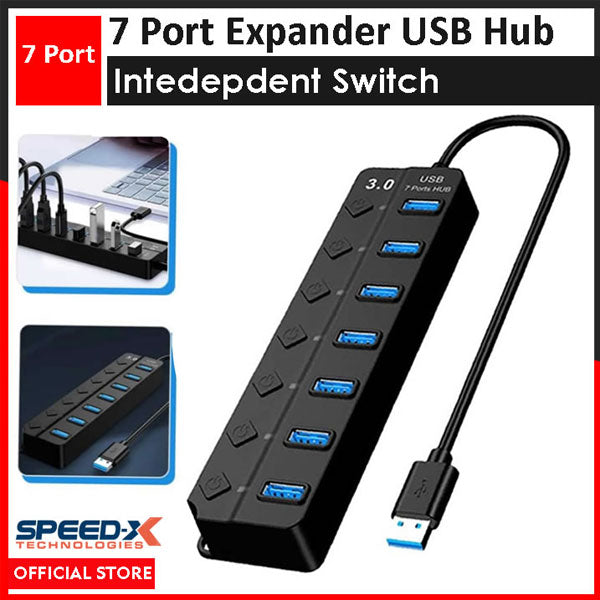 Speedx Sp-uhs307 7-port Expander Usb 3.0 Hub With Independent Switch Plug Play