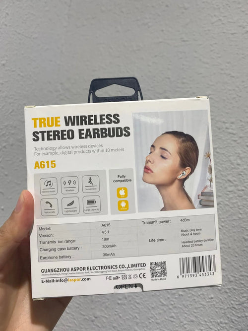 ASPOR A615 AirPods 3 with HIFI Surround Sound, Bluetooth 5.1, Wireless Charging