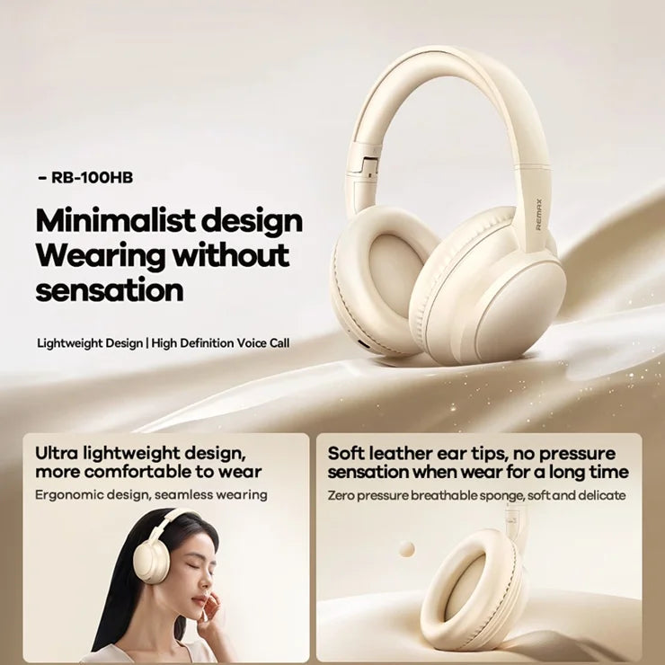 REMAX RB-100HB Wireless Headphones Beige