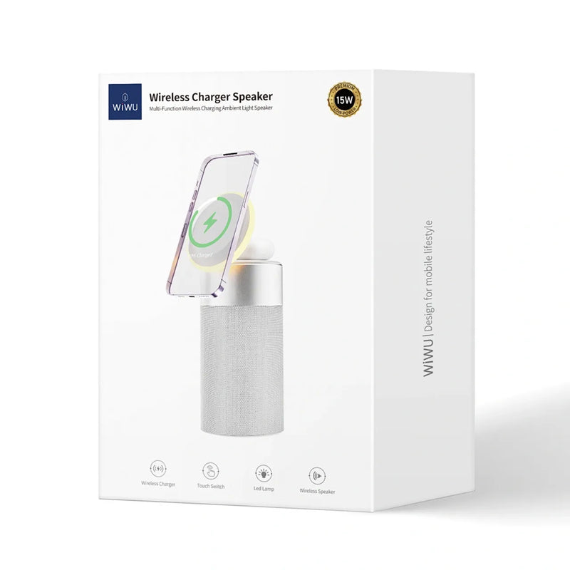 WIWU Wi-W022 3 in 1 Cable Less charger speaker