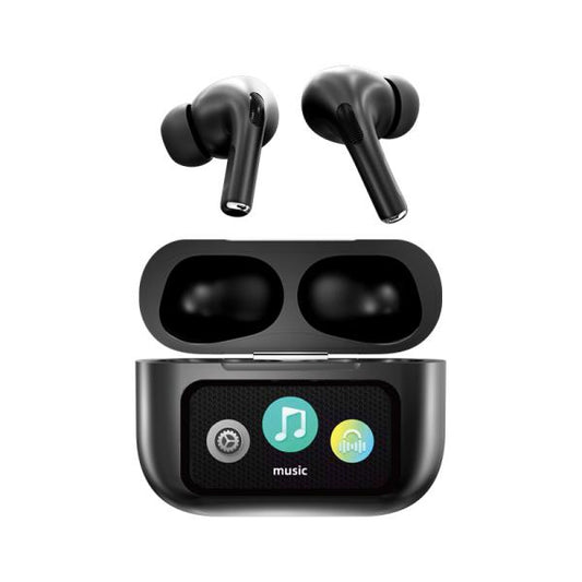 A9 PRO APP ANC/ENC DISPLAY TOUCH CONTROL BT 5.4 Wireless EARBUDS WITH ZWSVIBE APP BLACK