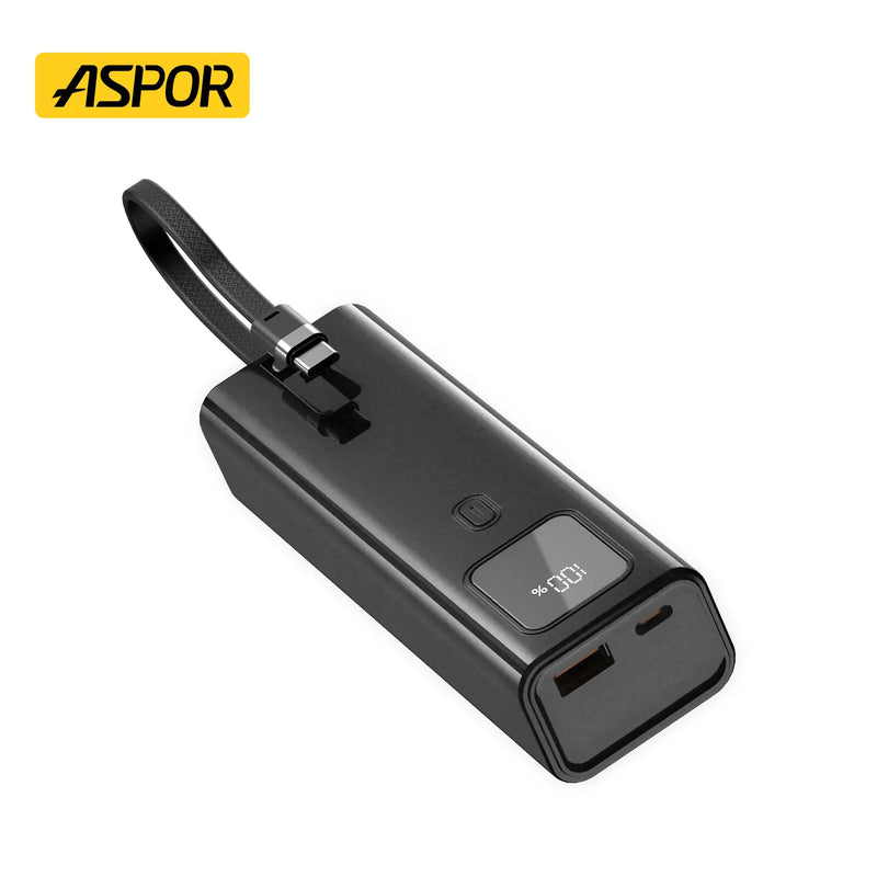 Aspor A310 10000mAh 100W Built-in cables Power Bank Support Laptop & Mobile