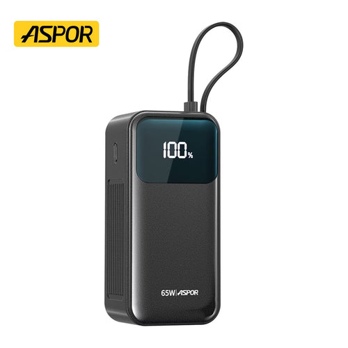 Aspor A362 20000mAh 65W Built-in cables Power Bank Support Laptop & Mobile