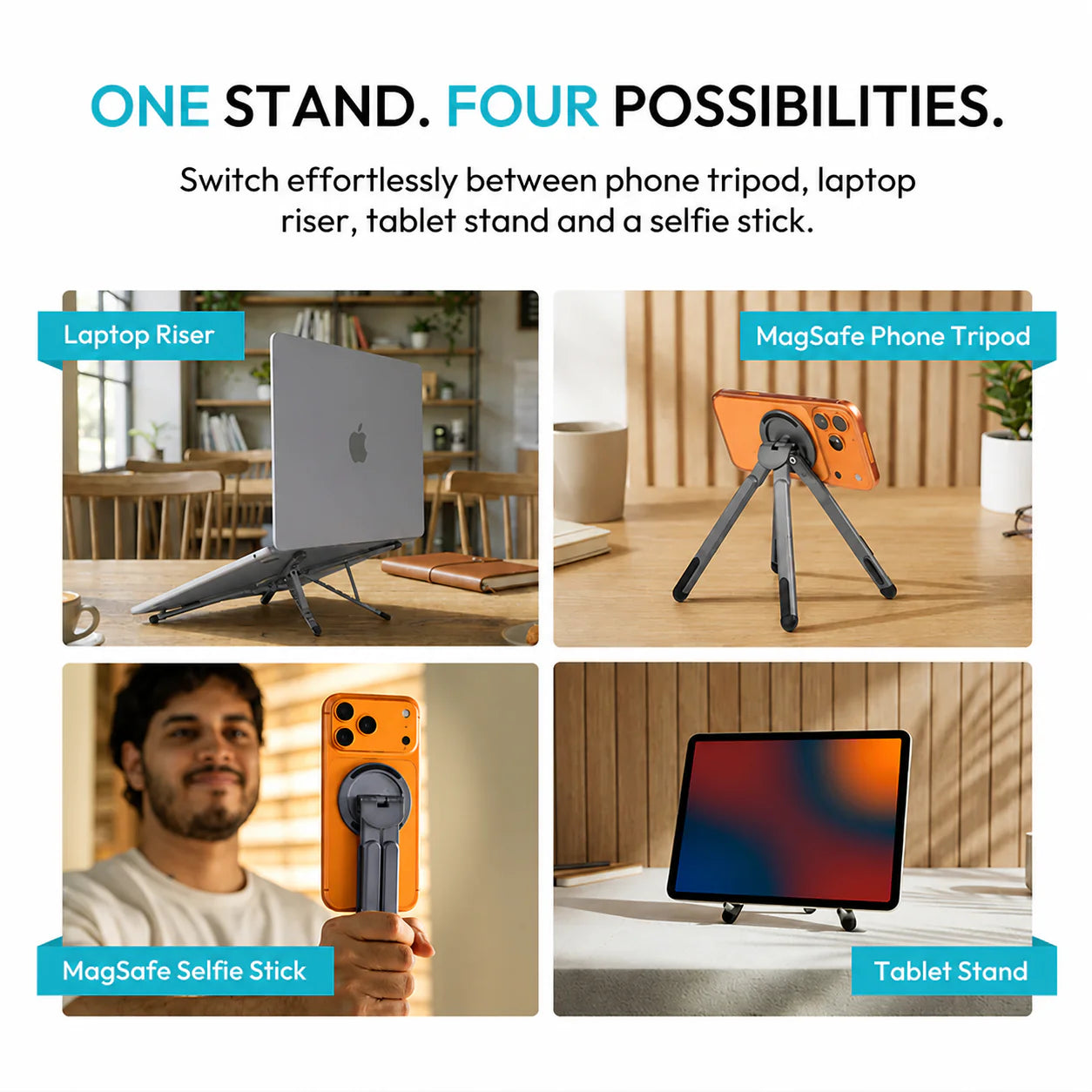 Portable 3-in-1 TriFlex Megasafe Magnetic Stand