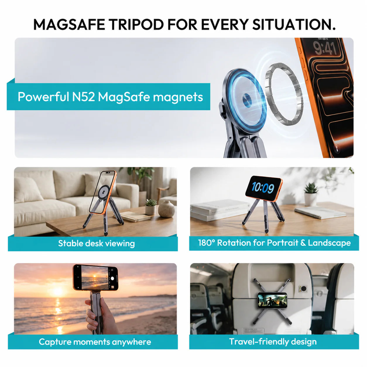 Portable 3-in-1 TriFlex Megasafe Magnetic Stand