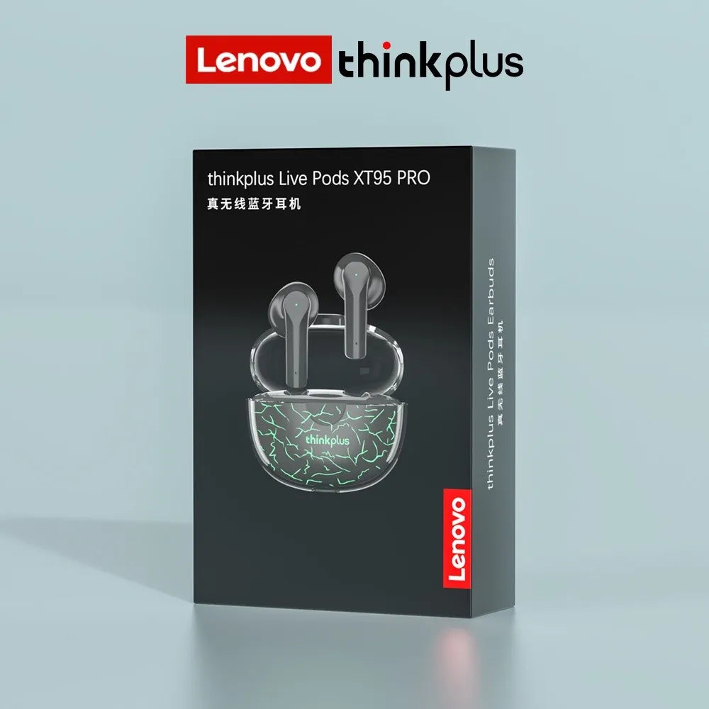Lenovo XT95 Pro TWS Bluetooth 5.1 Earphones – Game Low Latency, RGB, AAC Bass, HiFi HD, Mic, Black