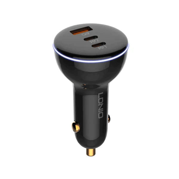 LDNIO C102 3 in 1 car quick charge 160W dual pd type c high power 3 ports car charger
