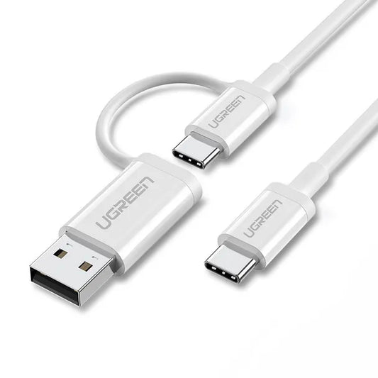 UGREEN US264 Usb-C To Usb-C + Usb-A Cable 1M White 40934