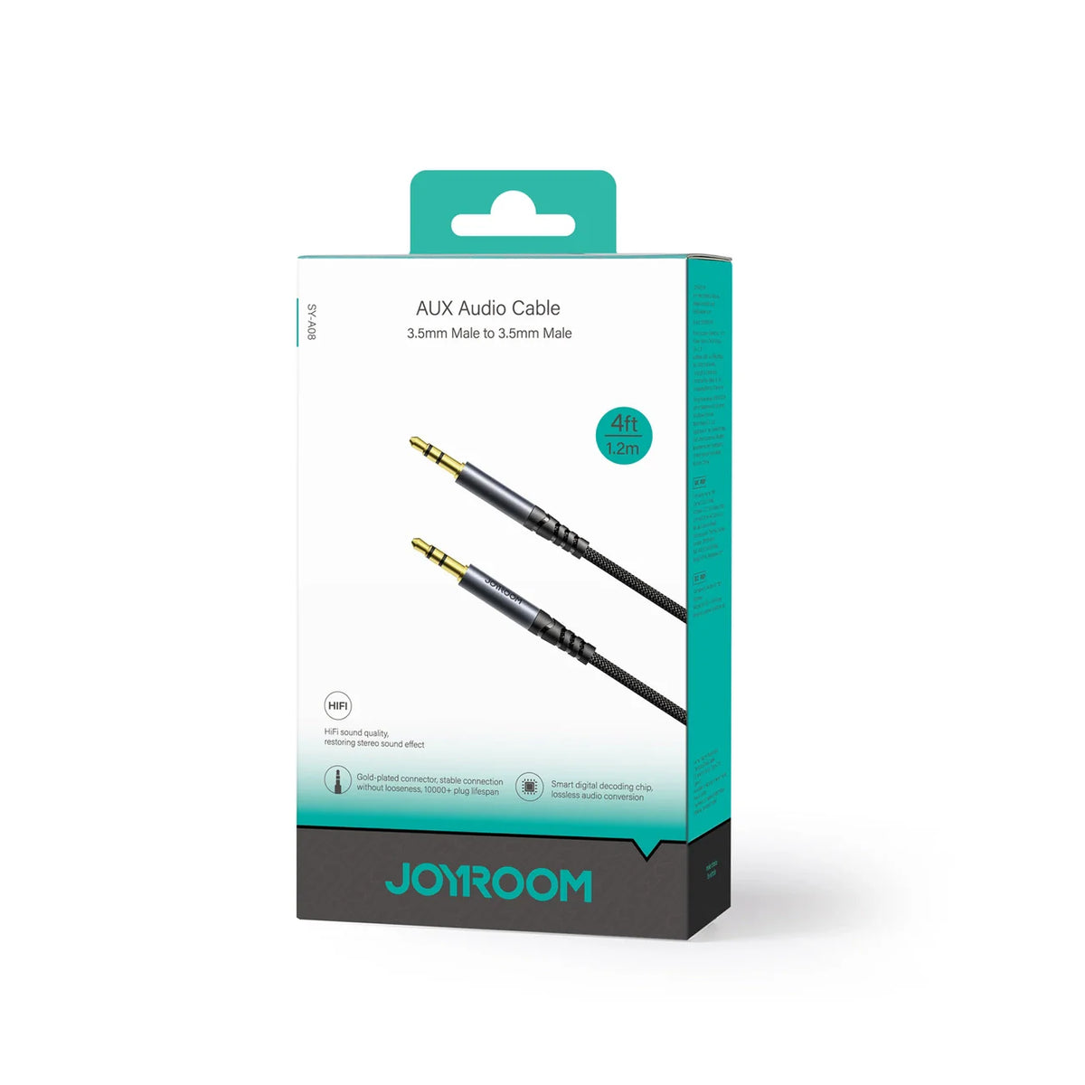 JOYROOM SY-A08 3.5mm Male to 3.5mm Male Audio-Transfer Series AUX Audio Cable 1.2m Black
