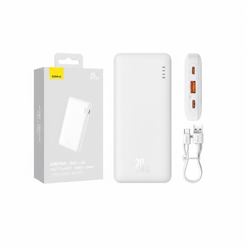 Baseus Airpow 10000mAh 20W Fast Charge Power Bank White